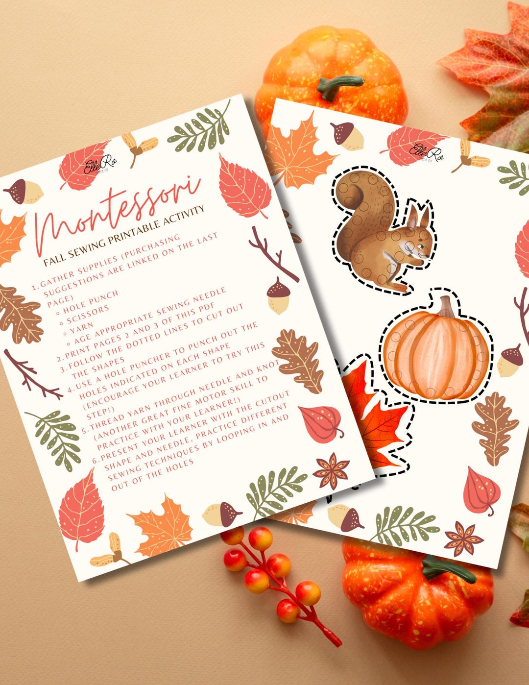 Montessori Printable Fall Sewing Activity Sensory Play Homeschooling ...