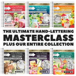 Learn to Hand Letter, The Ultimate Hand Lettering MEGA Bundle Collection: 48 eBooks, 1220 SVGs & HUGE Bonuses! Over 6400 Pages, All Levels