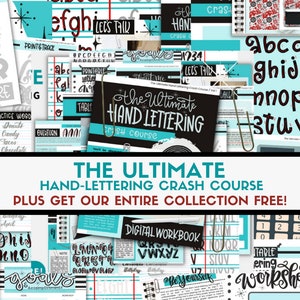 Learn To Hand Letter | The Ultimate Crash Course Digital Workbook Plus Our Entire Collection of 47 Additional Ebooks, 1,220 Files+ MORE FREE