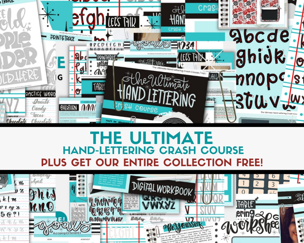 Aprende lettering a mano: Crash Course definitivo Workbook digital + 47 eBooks, 1.220 archivos, 5.000 stickers y más