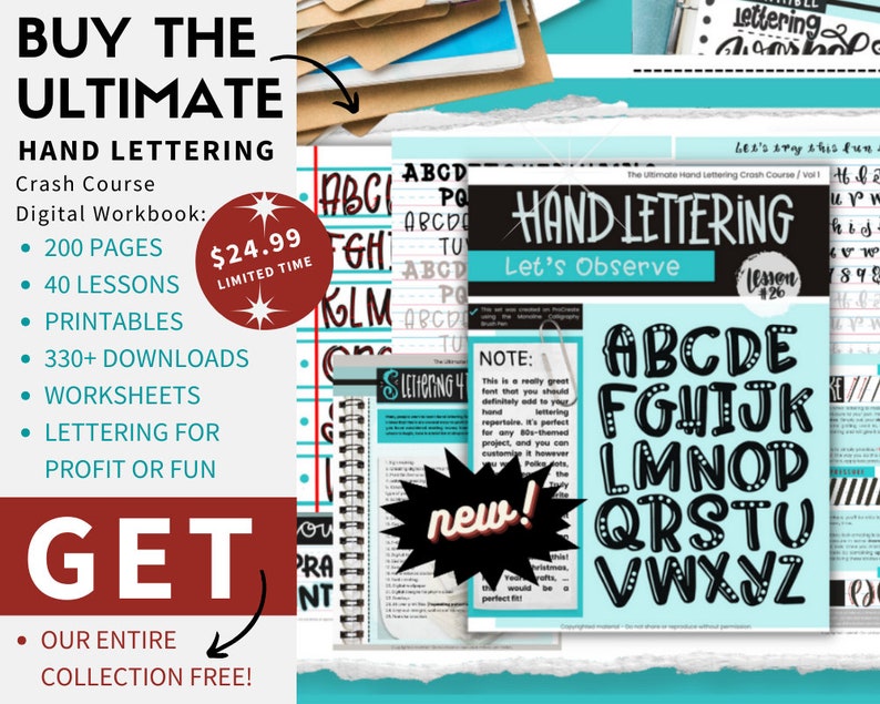 Learn To Hand Letter The Ultimate Crash Course Digital Workbook Plus Our Entire Collection of 47 Additional Ebooks, 1,220 Files MORE FREE image 2