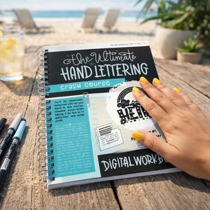 Learn Hand Lettering Workbook | Ultimate Crash Course + 6,400+ Page Mega Bundle | Calligraphy & Procreate Practice Sheets