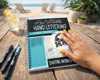 Learn Hand Lettering Workbook | Ultimate Crash Course + 6,400+ Page Mega Bundle | Calligraphy & Procreate Practice Sheets