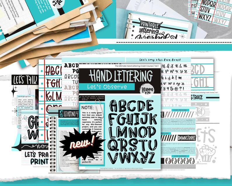 Hand Lettering Practice Bundle for Beginners | Printable & Procreate ...