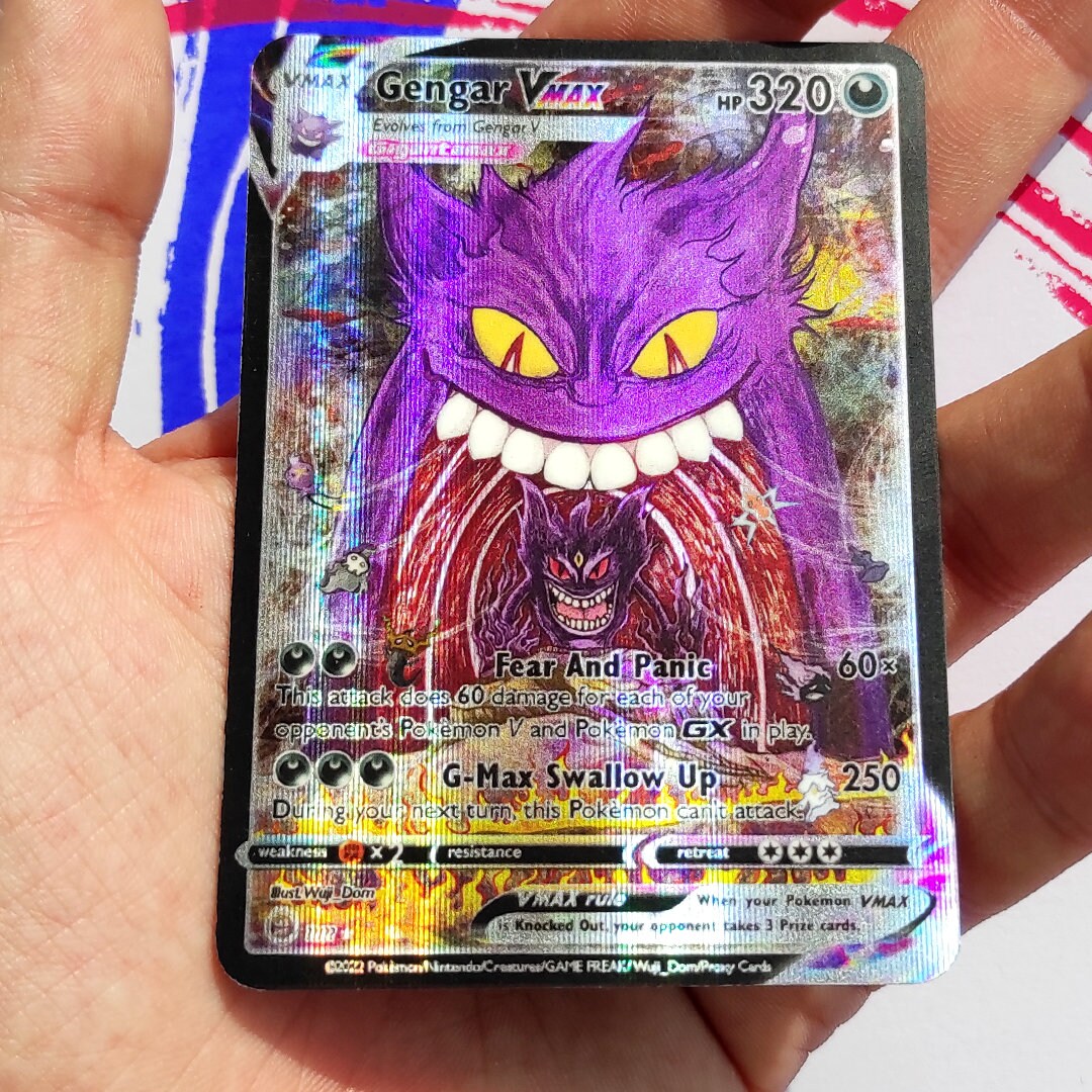 Mavin  GX EX custom card vmax dynamax Mega Pokemon Shadow Shiny Gengar And  & Charizard