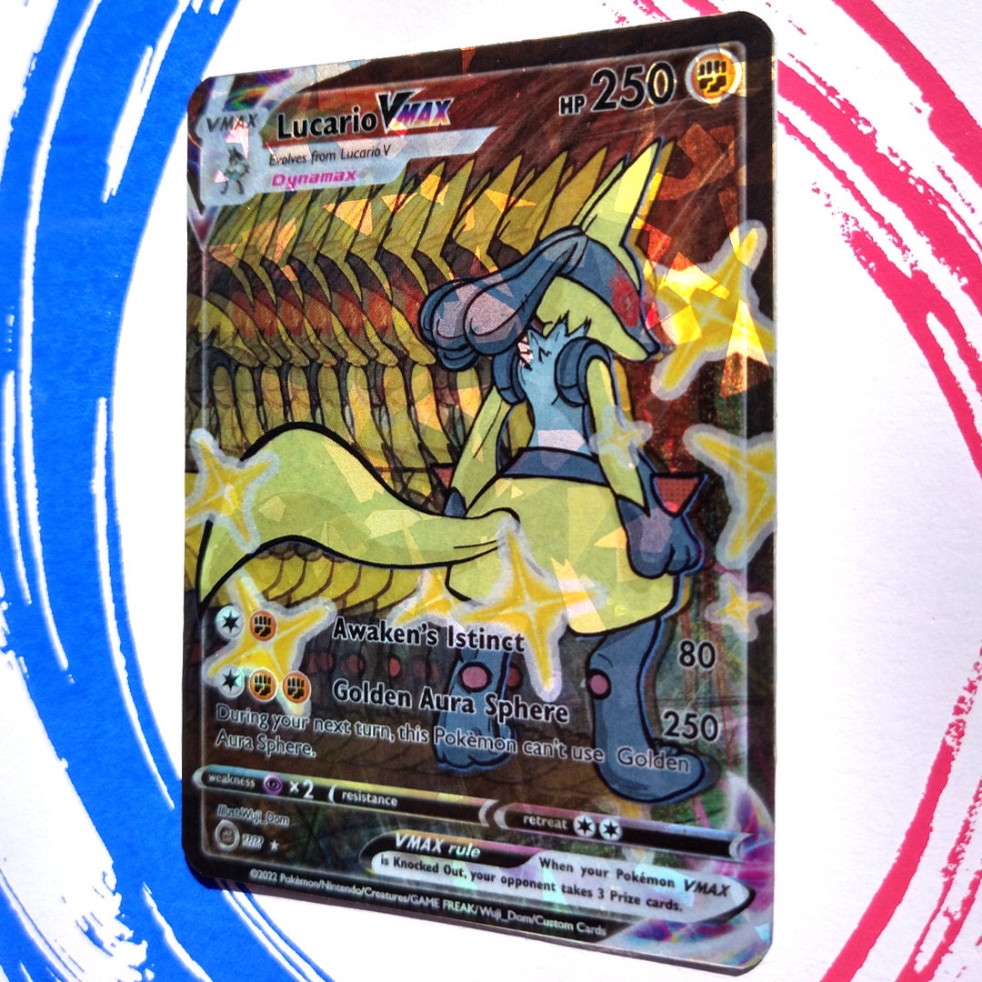 Pokemon TCG Lucario Shiny Vmax Holo Custom Card 