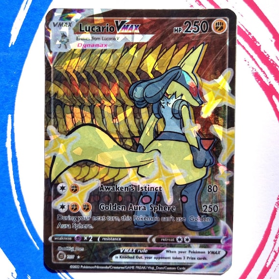 Pokemon TCG Lucario Shiny Vmax Holo Custom Card 