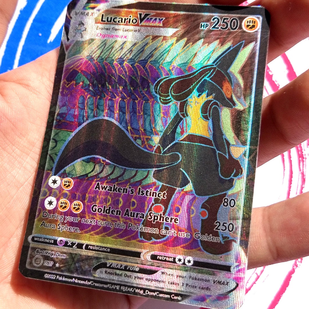 Pokemon TCG Lucario Shiny Vmax Holo Custom Card -  Israel