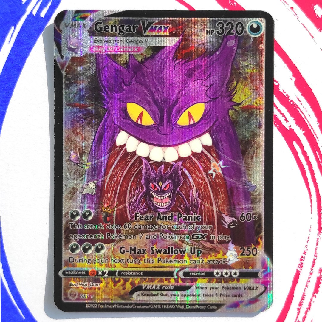 Gengar and he's bros Pikachu ash Vmax gaming shining gx ex m mega ultra  pokemon gx ex card custom holographic ancient full art v vmax