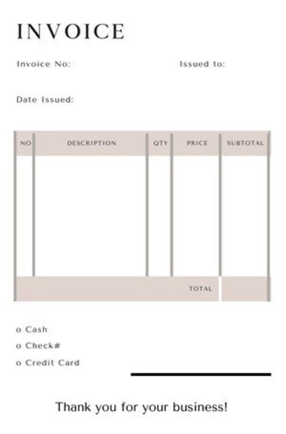 Basic Invoice Ready to Print Plain Invoice Printable Invoice - Etsy