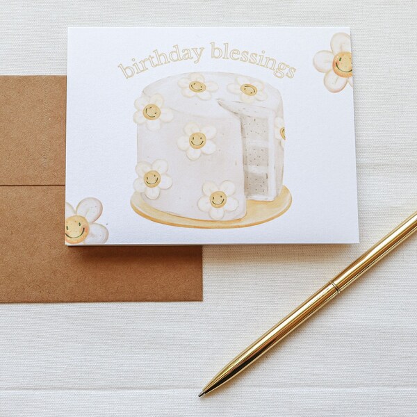 Birthday Card, Catholic Birthday Card, Cake Card Watercolor Artwork - Catholic Greeting Card - Physical Card