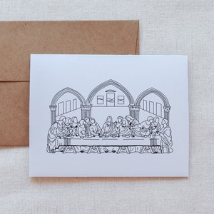 Notitiekaart Het laatste avondmaal, katholieke heilige kaart, briefpapierkaart - katholieke wenskaart - fysieke kaart