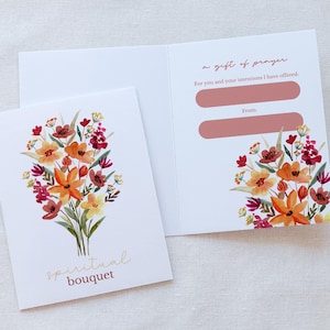 Biglietto con bouquet spirituale, biglietto floreale, bouquet di preghiera, biglietto di preghiera per te, biglietto di preghiera - Biglietto di auguri cattolico fatto a mano - Biglietto fisico