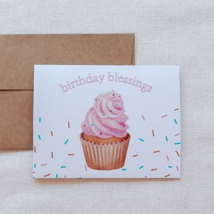Tarjeta de cumpleaños, tarjeta de cupcake, tarjeta de cumpleaños católica, bendiciones de cumpleaños, tarjeta de oración - tarjeta de felicitación católica - tarjeta física