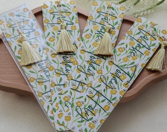 Floral Catholic Bookmarks with Gold Tassel - Set of 4 Handmade Gifts