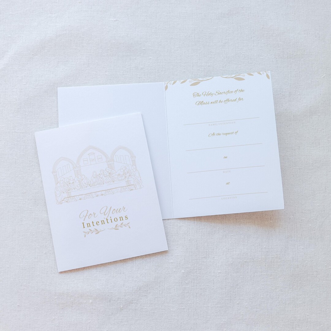 The Last Supper Mass Intention Card With Gold Florals | Handmade ...