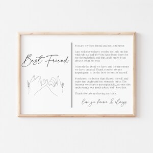 Printable Gift for Best Friend, Birthday Gift for Best Friend, Unique Gift Idea for Her, Keepsake Wall Print for Best Friend, Digital Print