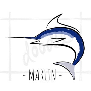 Marlin Clipart PNG || Fish Ocean Sea Fishing Digital Download Illustration Printable