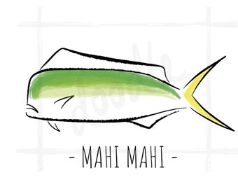 Mahi Mahi Clipart PNG || Dorado Dolphinfish Fish Ocean Fishing Digital Download Illustration Printable