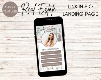 Real Estate Link In Bio Instagram Template | Real Estate Landing Page | Instagram Bio Link Digital Download, Realtor Lead Magnet