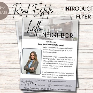 Dépliant d'introduction à l'immobilier | Lettre agricole | Carte postale immobilière | Nouvelle lettre d'agent | Bonjour Voisin Flyer | Commercialisation immobilière