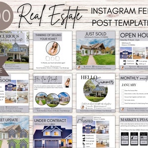 100 Real Estate Instagram Posts | Real Estate Instagram | Real Estate Facebook Posts | Realtor Social Media | Realtor Marketing