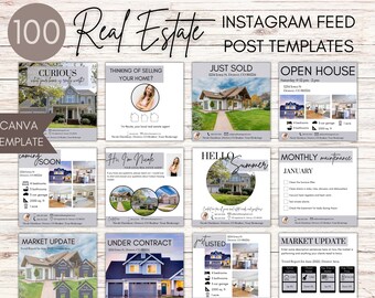100 Real Estate Instagram Posts | Real Estate Instagram | Real Estate Facebook Posts | Realtor Social Media | Realtor Marketing