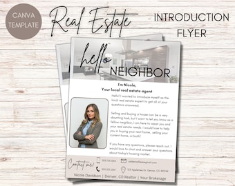 Real Estate Introduction Flyer | Farming Letter | Real Estate Postcard | New Agent Letter | Hello Neighbor Flyer | Real Estate Marketing