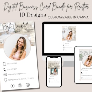 Digital Business Card Template Bundle of 10 Designs| Real Estate Business Card | Modern Business Card Template | Real Estate Agent Marketing