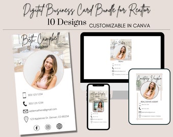 Digitale Visitenkarten Vorlage 10 Designs| Visitenkarten | Moderne Visitenkarten vorlage | Makler Marketing