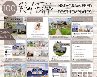 100 Real Estate Instagram Posts | Real Estate Instagram | Real Estate Facebook Posts | Realtor Social Media | Realtor Marketing