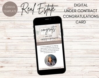 Under Contract Congratulations Card | Digital Congratulations Card | Real Estate Business Card | Open House Marketing | Real Estate Branding