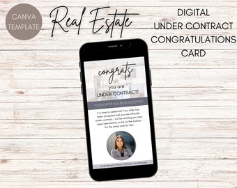 Under Contract Congratulations Card | Digital Congratulations Card | Real Estate Business Card | Open House Marketing | Real Estate Branding