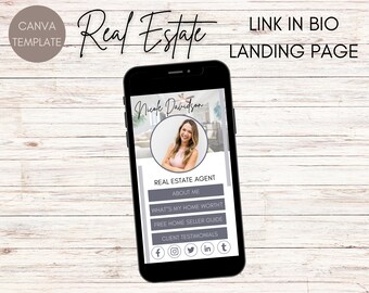 Real Estate Link In Bio Instagram Template | Real Estate Landing Page | Instagram Bio Link Digital Download, Realtor Lead Magnet