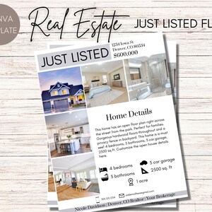 Just Listed Flyer | Real Estate Flyer Template | Open House Flyer | Realtor Flyer | Real Estate Branding | Real Estate Marketing