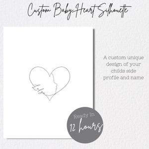 Minimalistische aangepaste hart baby zijprofiel silhouet borduurpatroon moeder/vader digitale tattoo ontwerp Cricut sticker SVG PNG JPEG