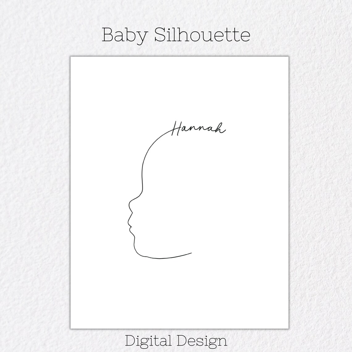 Custom Minimal Baby Side Profile Silhouette Birth Flower/name Fine Line ...