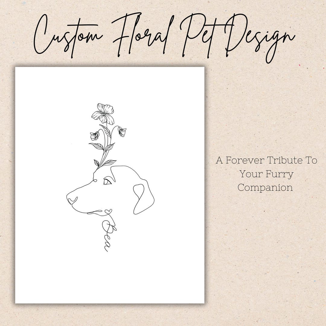 Custom Pet Memorial Digital Tattoo Design | Minimal Fine Line Name ...