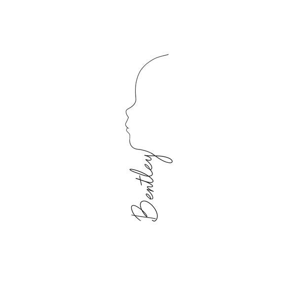 Minimalist Baby Side Profile Tattoo Personalized Digital Design Print with Name JPEG SVG PNG