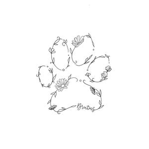 Custom Pet Memorial Paw Print Tattoo | Floral Cat Dog Loss Art | Minimalist Line Tattoo Digital Download SVG PNG JPEG Embroidery Patterns image 11