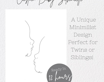 Minimilist Custom Baby Side Profile/Fine Line Printable Tattoo Design Digital Embroidery Pattern Cricut Sticker Mithers Day JPEG SVG PNG