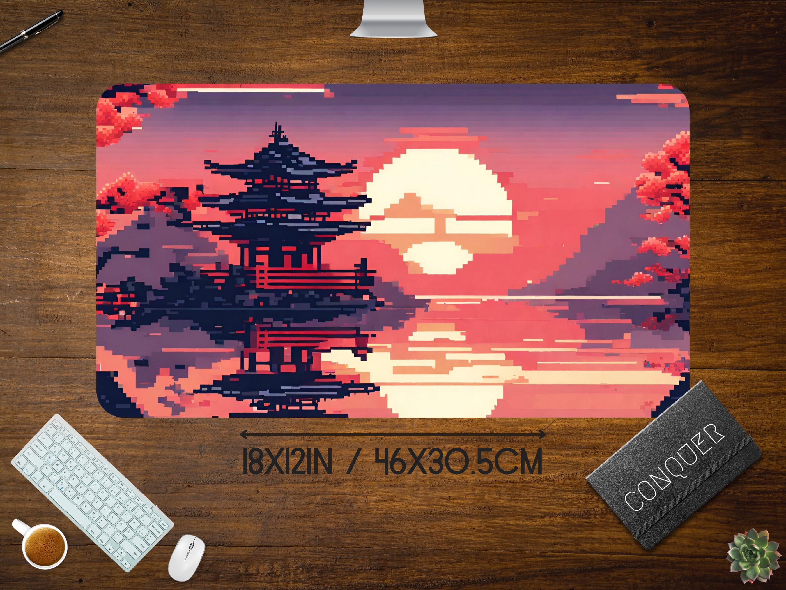 Japanese Temple Pixel Art Mouse Pad, Anime Pixel Art Lo-fi Aesthetic ...
