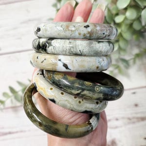 Ocean Jasper Bangle, Ocean Jasper Bracelet, Orbicular Ocean Jasper Crystal Bangle, Crystal Bracelet, Gemstone Jewelry, Ocean Jasper Jewelry
