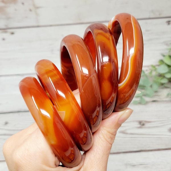 Carnelian Agate Bangle, Sardonix Agate Bangle bracelet, Red Agate bangle, Gemstone bracelet, Agate Crystal Bangle, Large Size, You Choose