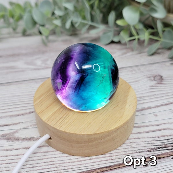 Fluorite Sphere & Optional Sphere Light Stand, Rainbow Fluorite, Blue Fluorite, Crystal Sphere, Gemstone Sphere, Sphere Stand, Sphere Holder