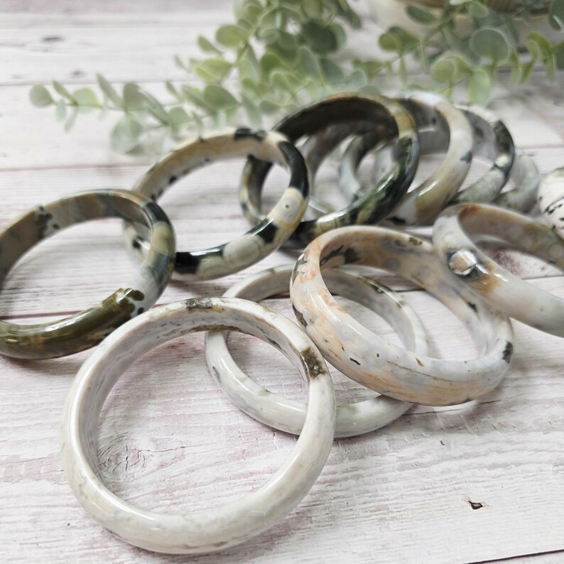 Orbicular Ocean Jasper Bangle, Gemstone Crystal Bracelet image 11