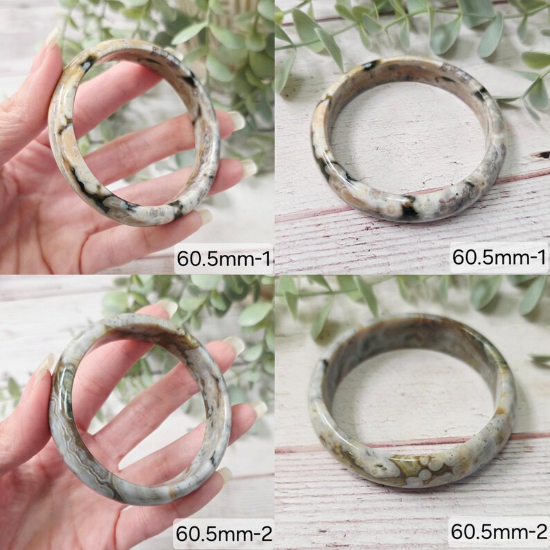 Orbicular Ocean Jasper Bangle, Gemstone Crystal Bracelet image 8