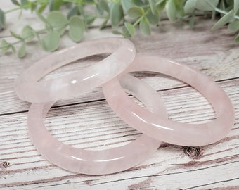 Rose Quartz Bangle Bracelet | Rose Quartz Bracelet, Rose Quartz Crystal Bracelet,  Natural Rose Quartz Gemstone Bracelets, You Choose