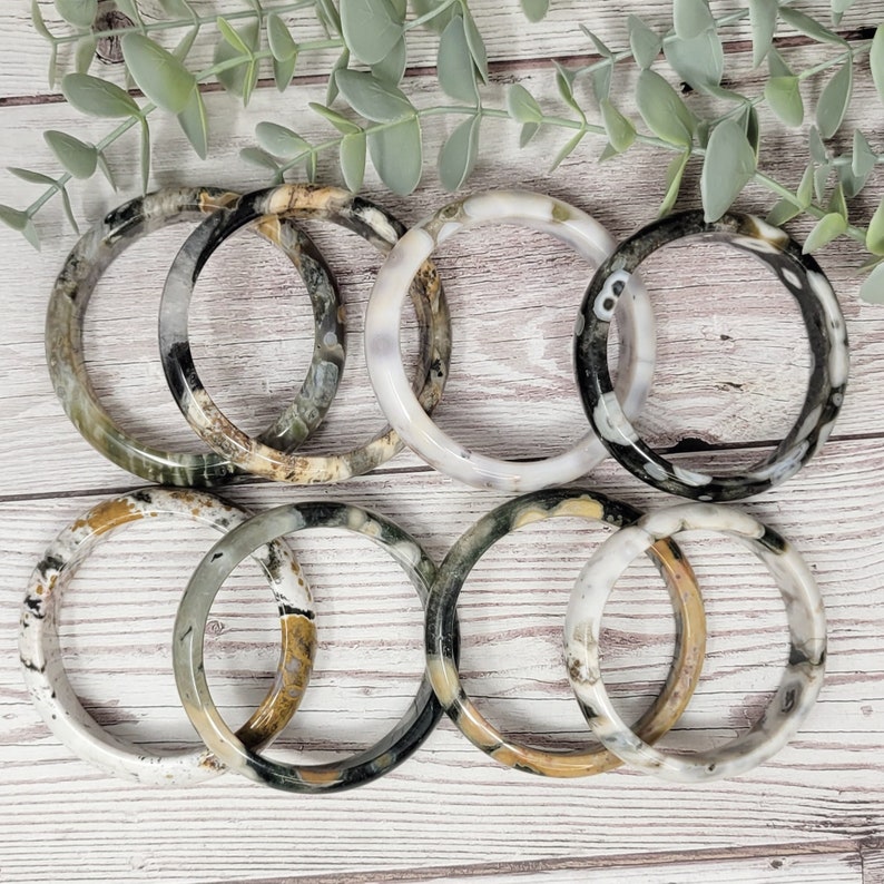 Ocean Jasper Bangle Bracelet, natural Ocean Jasper bracelet, natural crystal Bracelet, natural gemstone bracelet, carved Ocean Jasper bracelet, carved crystal bracelet, gemstone jewelry, crystal jewelry