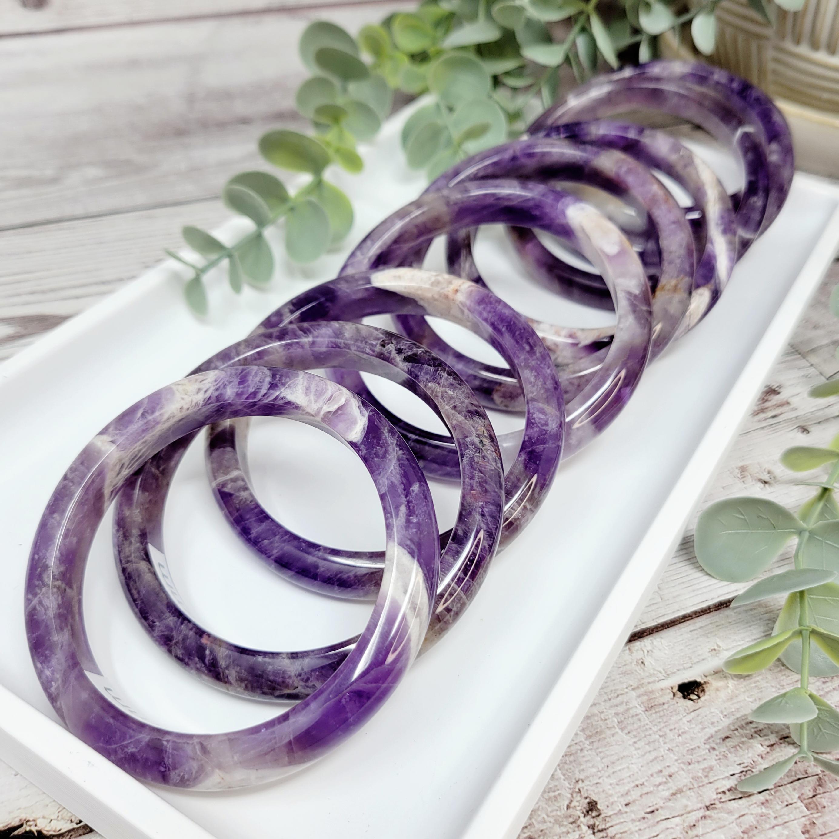 Natural Amethyst Bangle Bracelets, Dream Amethyst Crystal, Gemstone ...